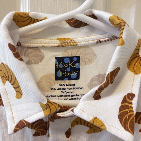 Kickee Pants Natural Croissants Polo Romper Bamboo Boys Size 18-24 Months - Picture 8 of 14